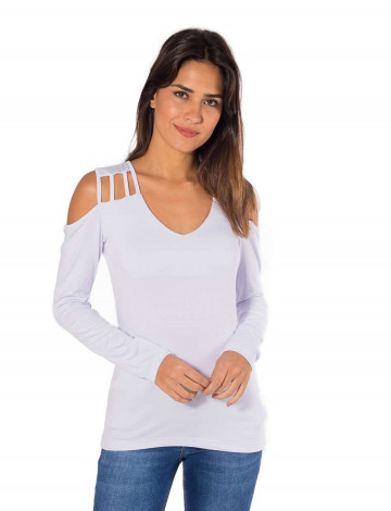 Blusa Atacado Manga Longa Feminino Revanche Forli Branco Frente