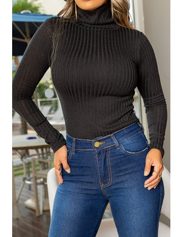 Blusa Canelada Cacharrel Manga Longa Atacado Feminina Revanche