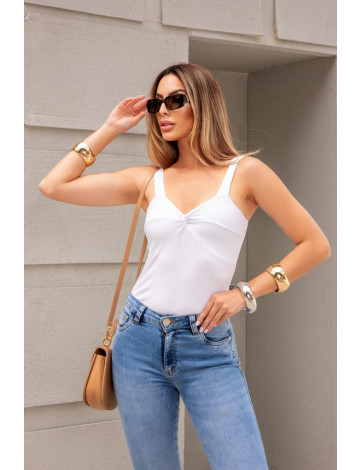 Blusa Cropped De Alça Decote Torcido Charm Atacado Feminina Revanche Winkler Branco