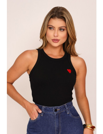 Blusa Cropped Regata Atacado Feminina Revanche Ercilla Preto