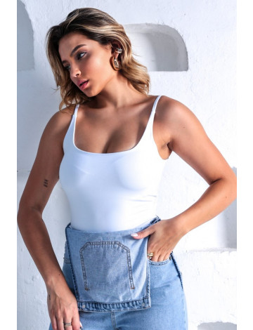 Blusa De Alça Com Elástano Atacado Feminino Revanche Salonica Branco