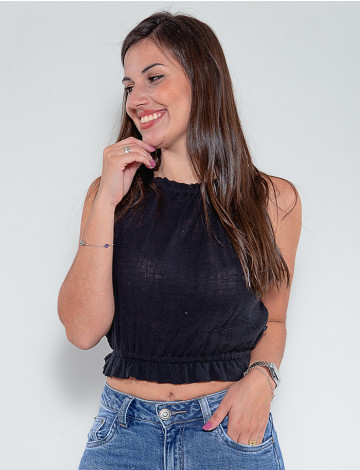 Blusa de Alça Atacado Feminina Revanche Corine Preto Frente