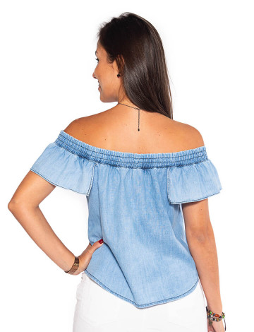 Blusa jeans feminina ciganinha on sale