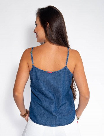 Blusa jeans de amarrar clearance