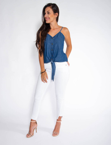 Blusa jeans feminina shop de amarrar