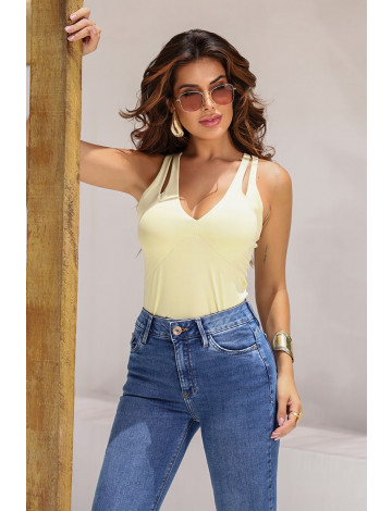 Blusa Alças Transpassadas Atacado Feminina Revanche Redueña Amarelo Manteiga