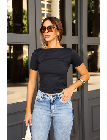 Blusa Com Costas Aberta Atacado Feminina Revanche Fórmias Preto