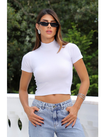 Blusa Gola Alta Atacado Feminina Revanche Juliobona Branco