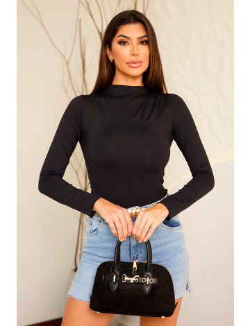 Blusa Manga Longa Com Pregas Atacado Feminino Revanche Abrito Preto