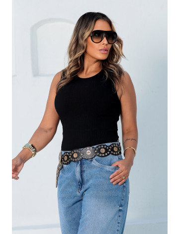 Blusa Regata Com Abertura Nas Costas Atacado Feminino Revanche Cartenas Preto