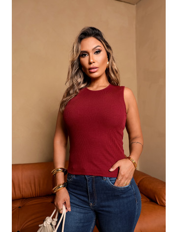Blusa Regata Com Abertura Nas Costas Atacado Feminino Revanche Cartenas Vinho