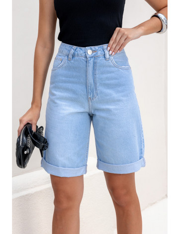 Bermuda Jorts Barra Normal Atacado Feminina Revanche Ballobar Azul