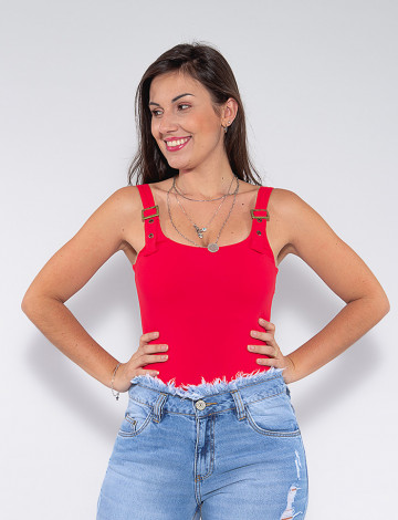 Body Atacado Fivela Feminino Revanche Laure Vermelho Frente