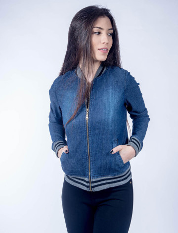 Bomber jeans feminina store
