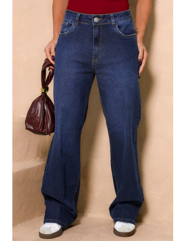 Calça Jeans Wide Leg Barra Normal Atacado Feminina Revanche Amância Azul