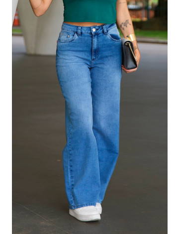 Calça Jeans Wide Leg Atacado Feminina Revanche Anata azul 