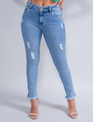 Calça Jeans Atacado Cropped Feminina Revanche Maria Rita Azul 