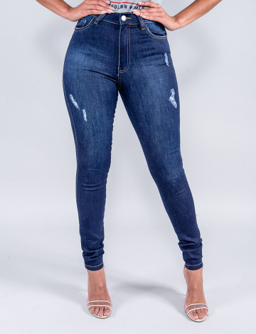 Calça Jeans Atacado Cigarrete Feminina Revanche Bailey Azul Frente
