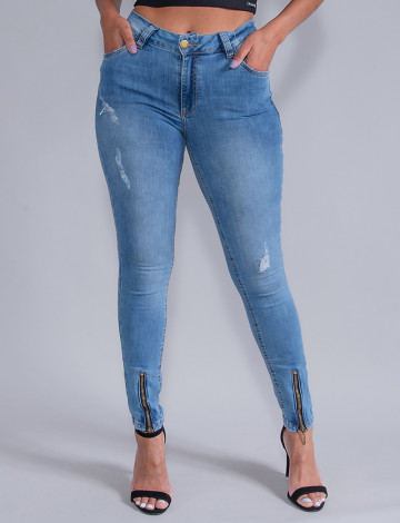 Calça Jeans Atacado Cigarrete Feminina Revanche Giuliana Azul Frente