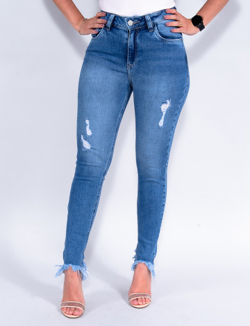 Calça Jeans Atacado Cigarrete Feminina Revanche Liege Azul Frente