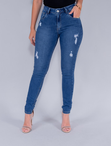 Calça Jeans Atacado Cigarrete Feminina Revanche Maylla Azul Frente