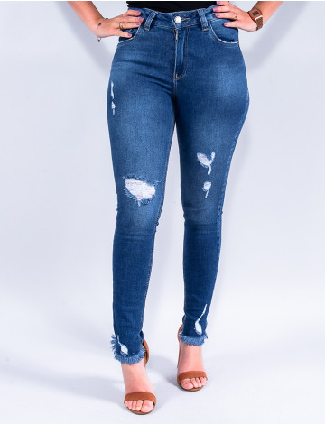 Calça Jeans Atacado Cigarrete Feminina Revanche Natecia Azul Frente