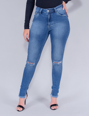 Calça Jeans Atacado Cigarrete Feminina Revanche Raissa Azul Frente