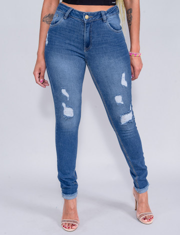 Calça Jeans Atacado Cigarrete Feminina Revanche Savana Azul Frente