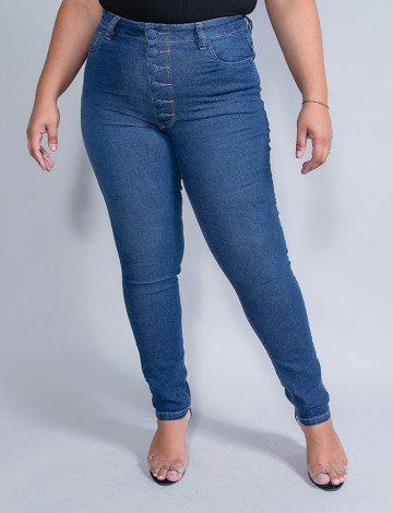 Calça Jeans Atacado Cigarrete Plus Size Feminina Revanche Lyra Azul Frente