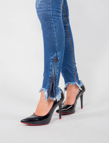 calça jeans feminina com ziper na perna