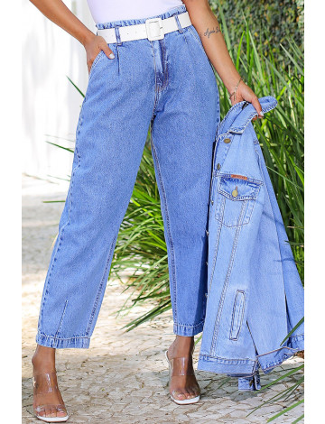 Calça Jeans Atacado Cropped Feminina Revanche Nádia Azul Frente