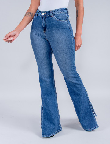 Calça Jeans Atacado Flare Feminina Revanche Areta Azul Frente