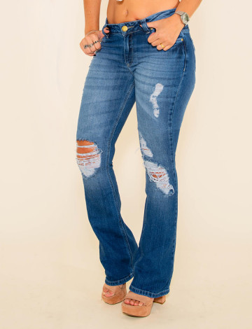 Calça Jeans Atacado Flare Feminino Revanche Ivonna Azul Frente