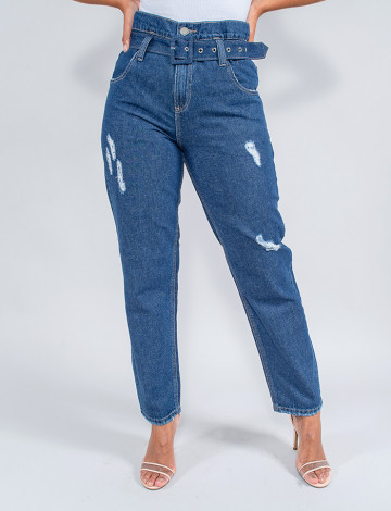 Calça Jeans Atacado Mom Feminina Revanche Alessia Azul Frente
