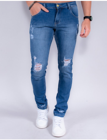 Calça Jeans Atacado Reta Masculina Revanche Breno Azul Frente