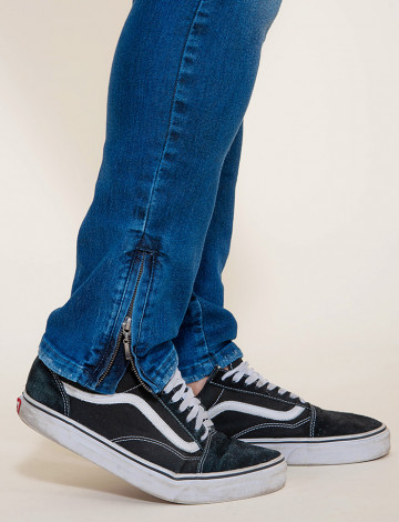 Calça jeans com ziper na sales lateral masculina