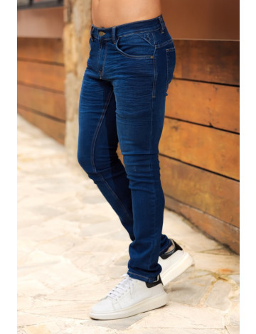 Calça Jeans Bordada Em Relevo Atacado Masculina Revanche Guaro Azul