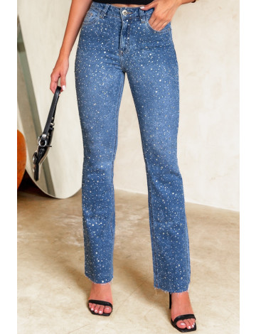 Calça Jeans Flare Aplique Pearly Glow Atacado Feminino Revanche Saldeana
