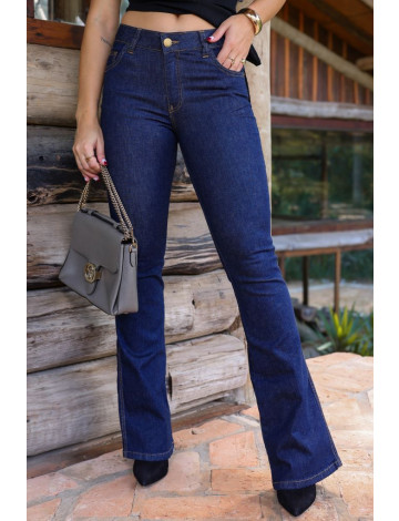 Calça Jeans Flare Com Elastico Personalizado Atacado Feminina Revanche Riaza Azul