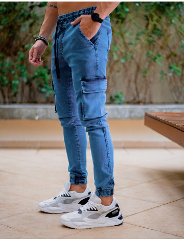 Calça jeans cheap cargo masculina