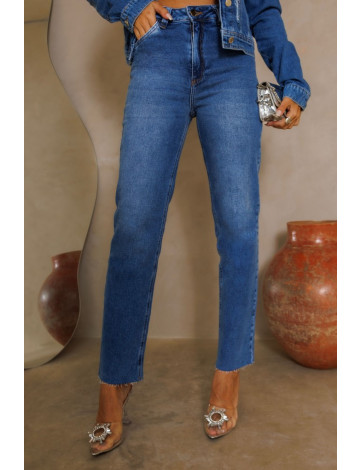 Calça Jeans Mom Barra A Fio Atacado Feminina Revanche Luzilândia Azul