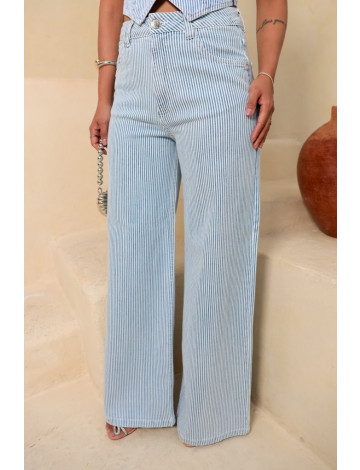 Calça Jeans Pantalona Nautical Trend Atacado Feminina Revanche Urdaneta Azul