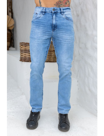Calça Jeans Regular Com Cós Estampado Atacado Masculina Revanche Torodi Azul