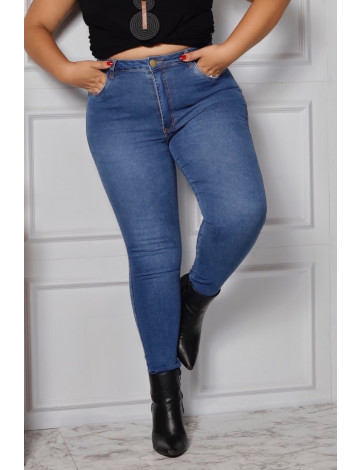 Calça Jeans Skinny Com Bolso Embutido Curvy Atacado Feminina Revanche Decani Azul