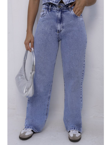 Calça Jeans Wide Leg Atacado Feminina Revanche Quillota Azul