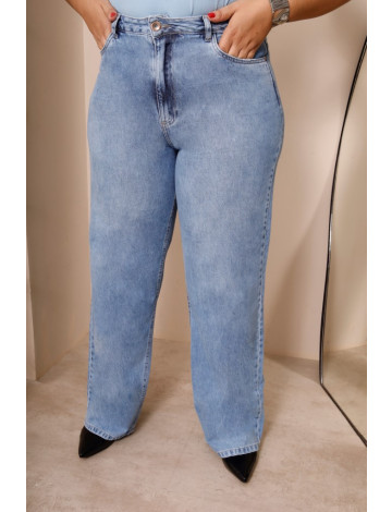 Calça Jeans Wide Leg Curvy Atacado Feminina Revanche Hernialde Azul