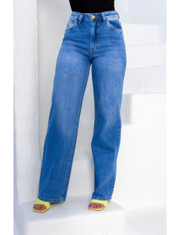 Calça Jeans Wide Leg Atacado Feminina Revanche Kawela Azul