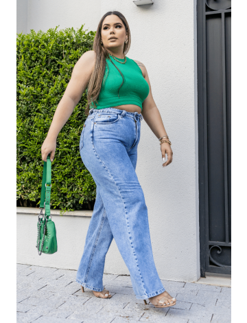 Calça Jeans Wide Leg Plus Size Atacado Feminina Revanche Gabela