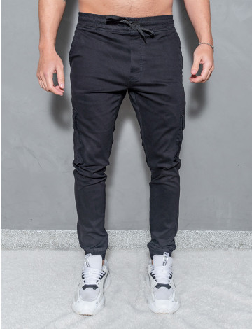 Calça jogger com bolso lateral atacado masculina Revanche Randers Preto