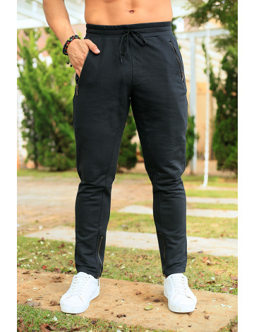 Calça com ziper atras masculina 2025